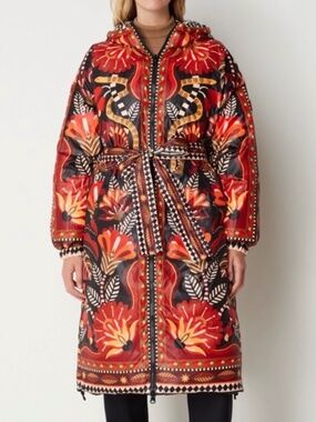FARM RIO Sand Palms Paradise Reversible Puffer Jacket Coat Size M